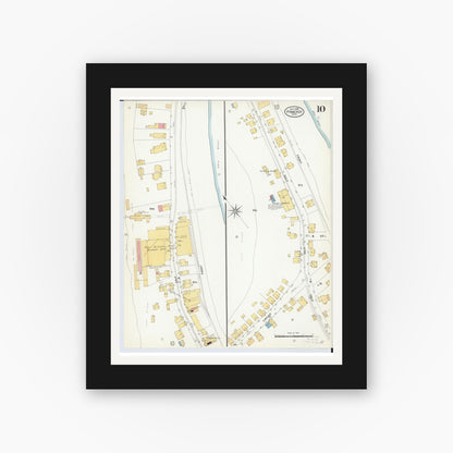 Old map wall art mockup — black gallery frame with white mat — Sanborn Fire Insurance Map from Pomeroy, Meigs County, Ohio (1908), Sheet #0010