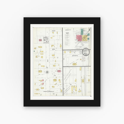 Old map wall art mockup — black gallery frame with white mat — Sanborn Fire Insurance Map from Brighton, Macoupin County, Illinois (1900), Sheet #0001