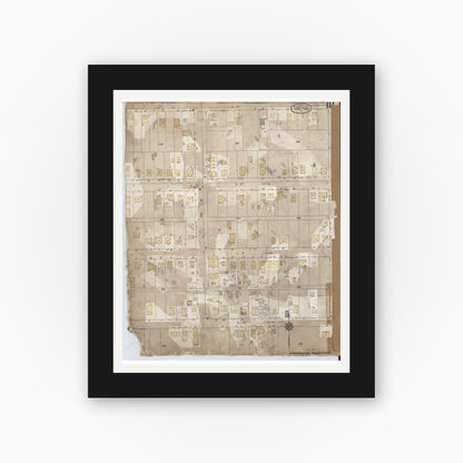Old map wall art mockup — black gallery frame with white mat — Sanborn Fire Insurance Map from Calexico, Imperial County, California (1956), Sheet #0018