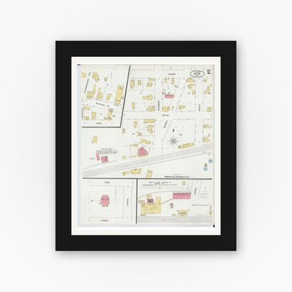 Old map wall art mockup — black gallery frame with white mat — Sanborn Fire Insurance Map from Wayne, Wayne County, Michigan (1900), Sheet #0002