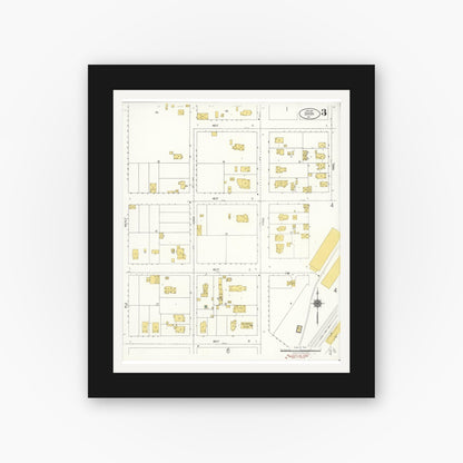 Old map wall art mockup — black gallery frame with white mat — Sanborn Fire Insurance Map from Dixon, Solano County, California (1921), Sheet #0003