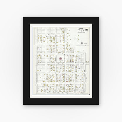 Old map wall art mockup — black gallery frame with white mat — Sanborn Fire Insurance Map from Brainerd, Crow Wing County, Minnesota (1917), Sheet #0022