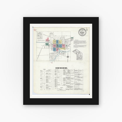 Old map wall art mockup — black gallery frame with white mat — Sanborn Fire Insurance Map from Albion, Calhoun County, Michigan (1913) - Complete Map Set