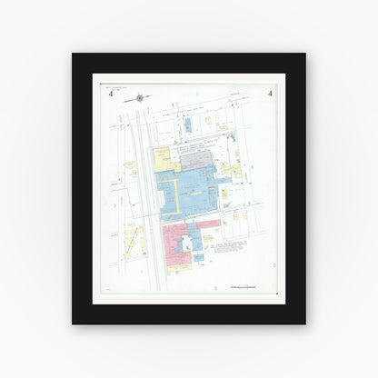 Old map wall art mockup — black gallery frame with white mat — Sanborn Fire Insurance Map from West Lafayette, Coshocton County, Ohio (1946), Sheet #0004