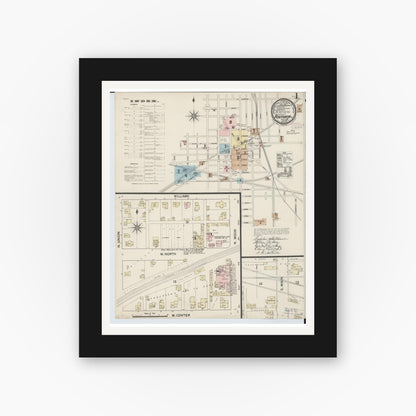 Old map wall art mockup — black gallery frame with white mat — Sanborn Fire Insurance Map from Fostoria, Seneca, Hancock, And Wood Counties, Ohio (1887) - Complete Map Set