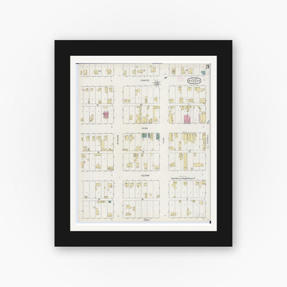 Old map wall art mockup — black gallery frame with white mat — Sanborn Fire Insurance Map from Wadena, Wadena County, Minnesota (1894), Sheet #0003