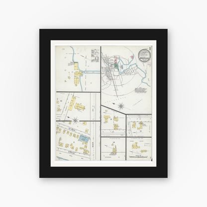 Old map wall art mockup — black gallery frame with white mat — Sanborn Fire Insurance Map from Mamaroneck, Westchester County, New York (1887) - Complete Map Set