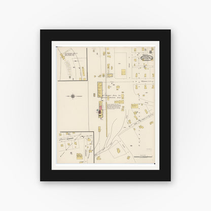 Old map wall art mockup — black gallery frame with white mat — Sanborn Fire Insurance Map from Crystal Falls, Iron County, Michigan (1922), Sheet #0008