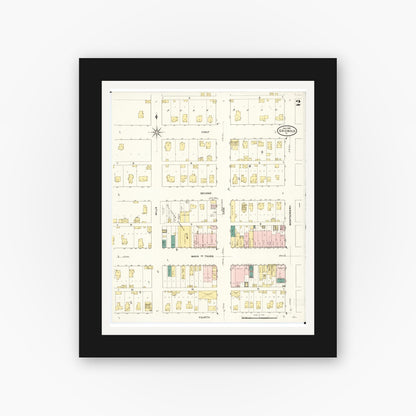 Old map wall art mockup — black gallery frame with white mat — Sanborn Fire Insurance Map from Griswold, Cass County, Iowa (1909), Sheet #0002