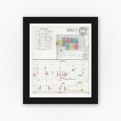 Old map wall art mockup — black gallery frame with white mat — Sanborn Fire Insurance Map from Laredo, Webb County, Texas (1900), Sheet #0001