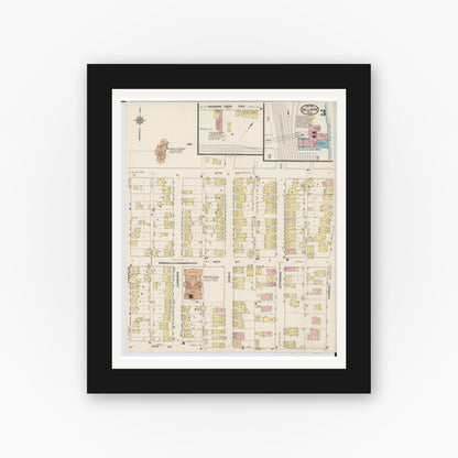 Old map wall art mockup — black gallery frame with white mat — Sanborn Fire Insurance Map from Bellaire, Belmont County, Ohio (1915), Sheet #0003