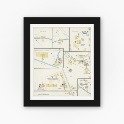 Old map wall art mockup — black gallery frame with white mat — Sanborn Fire Insurance Map from Walpole, Norfolk County, Massachusetts (1894), Sheet #0002