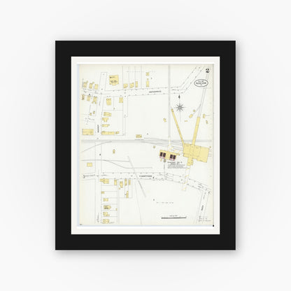 Old map wall art mockup — black gallery frame with white mat — Sanborn Fire Insurance Map from Glen Lyon, Luzerne County, Pennsylvania (1907), Sheet #0002
