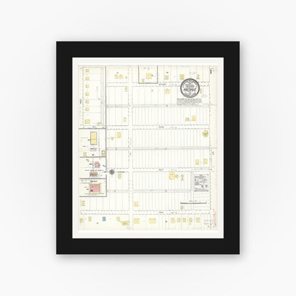 Old map wall art mockup — black gallery frame with white mat — Sanborn Fire Insurance Map from Holtville, Imperial County, California (1911), Sheet #0001
