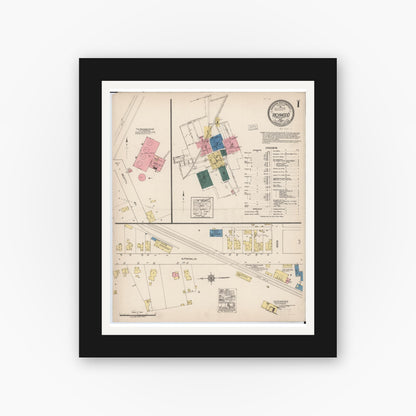 Old map wall art mockup — black gallery frame with white mat — Sanborn Fire Insurance Map from Richwood, Union County, Ohio (1921) - Complete Map Set