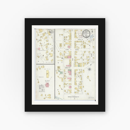 Old map wall art mockup — black gallery frame with white mat — Sanborn Fire Insurance Map from Scio, Harrison County, Ohio (1899), Sheet #0001