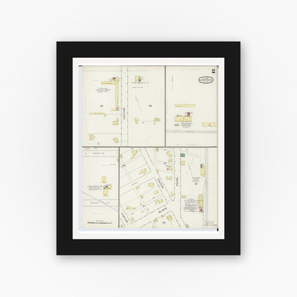 Old map wall art mockup — black gallery frame with white mat — Sanborn Fire Insurance Map from Leipsic, Putnam County, Ohio (1893), Sheet #0002