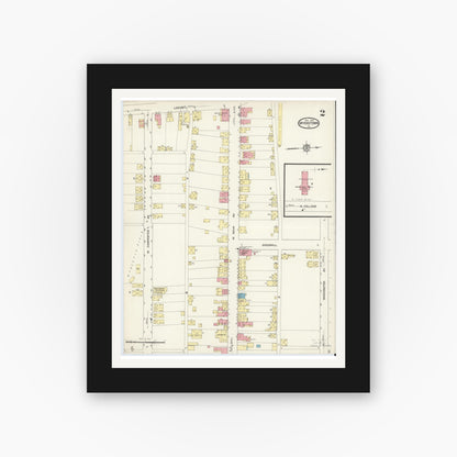 Old map wall art mockup — black gallery frame with white mat — Sanborn Fire Insurance Map from Myerstown, Lebanon County, Pennsylvania (1913), Sheet #0002