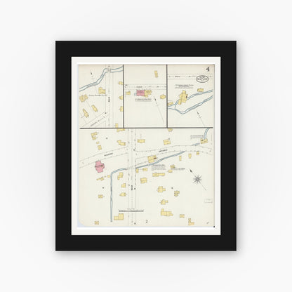 Old map wall art mockup — black gallery frame with white mat — Sanborn Fire Insurance Map from Naples, Ontario County, New York (1898), Sheet #0004