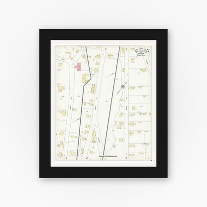 Old map wall art mockup — black gallery frame with white mat — Sanborn Fire Insurance Map from Ballston Spa, Saratoga County, New York (1911) - Complete Map Set