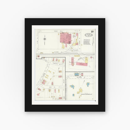 Old map wall art mockup — black gallery frame with white mat — Sanborn Fire Insurance Map from Clifton Heights, Delaware County, Pennsylvania (1912), Sheet #0010