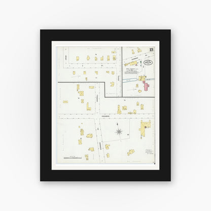 Old map wall art mockup — black gallery frame with white mat — Sanborn Fire Insurance Map from Oneida, Madison County, New York (1899), Sheet #0013