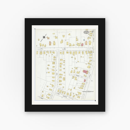 Old map wall art mockup — black gallery frame with white mat — Sanborn Fire Insurance Map from Geneva, Ashtabula County, Ohio (1919), Sheet #0003