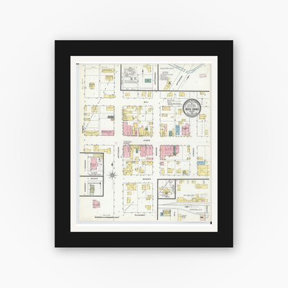 Old map wall art mockup — black gallery frame with white mat — Sanborn Fire Insurance Map from North Branch, Lapeer County, Michigan (1909), Sheet #0001