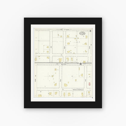 Old map wall art mockup — black gallery frame with white mat — Sanborn Fire Insurance Map from Pilot Point, Denton County, Texas (1912), Sheet #0008