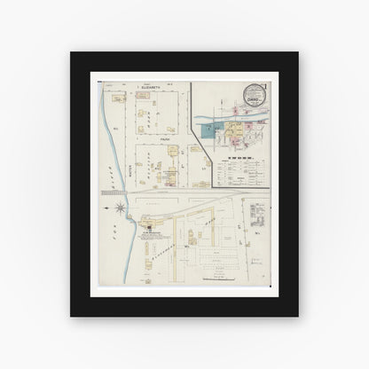 Old map wall art mockup — black gallery frame with white mat — Sanborn Fire Insurance Map from Omro, Winnebago County, Wisconsin (1887) - Complete Map Set
