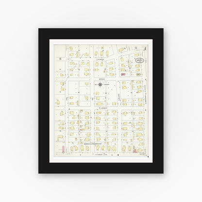 Old map wall art mockup — black gallery frame with white mat — Sanborn Fire Insurance Map from Brazil, Clay County, Indiana (1910), Sheet #0004