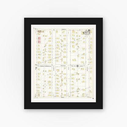 Old map wall art mockup — black gallery frame with white mat — Sanborn Fire Insurance Map from Webster City, Hamilton County, Iowa (1915), Sheet #0011