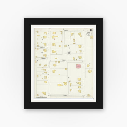 Old map wall art mockup — black gallery frame with white mat — Sanborn Fire Insurance Map from Paris, Lamar County, Texas (1902), Sheet #0019