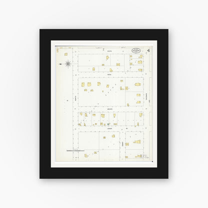 Old map wall art mockup — black gallery frame with white mat — Sanborn Fire Insurance Map from Jackson, Jackson County, Minnesota (1907), Sheet #0004