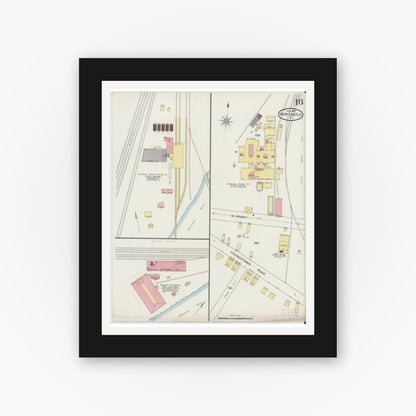 Old map wall art mockup — black gallery frame with white mat — Sanborn Fire Insurance Map from New Castle, Lawrence County, Pennsylvania (1894), Sheet #0018