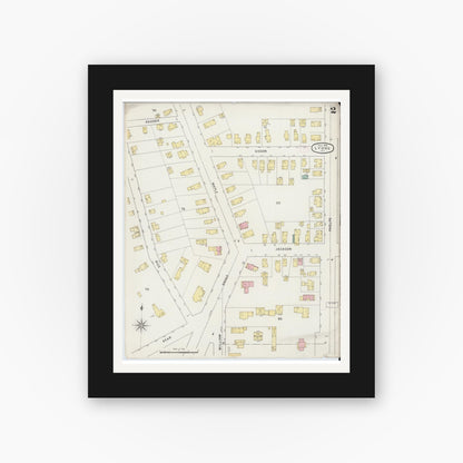 Old map wall art mockup — black gallery frame with white mat — Sanborn Fire Insurance Map from Lyons, Wayne County, New York (1894) - Complete Map Set