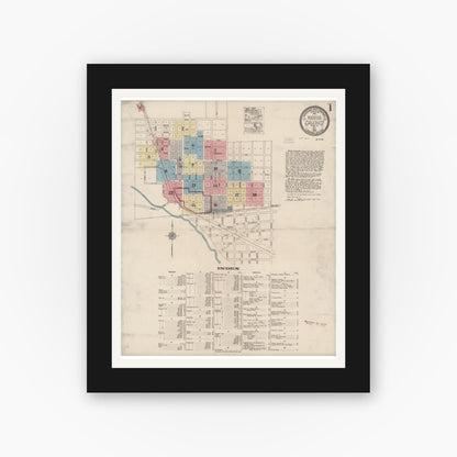 Old map wall art mockup — black gallery frame with white mat — Sanborn Fire Insurance Map from Calexico, Imperial County, California (1920), Sheet #0001