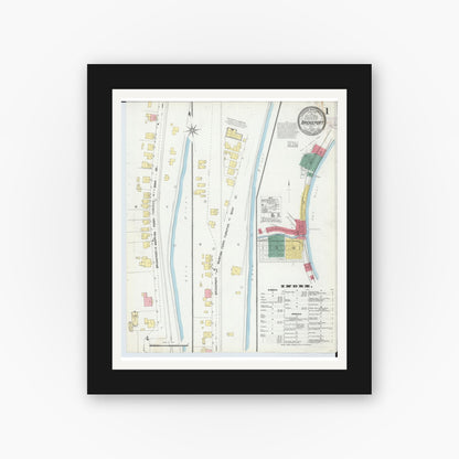 Old map wall art mockup — black gallery frame with white mat — Sanborn Fire Insurance Map from Bridgeport, Belmont County, Ohio (1903) - Complete Map Set
