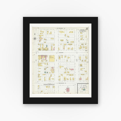 Old map wall art mockup — black gallery frame with white mat — Sanborn Fire Insurance Map from Kilbourn, Columbia County, Wisconsin (1902), Sheet #0002