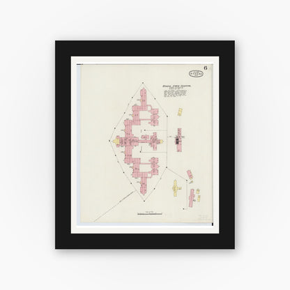 Old map wall art mockup — black gallery frame with white mat — Sanborn Fire Insurance Map from Athens, Athens County, Ohio (1895), Sheet #0006