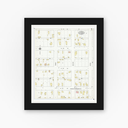 Old map wall art mockup — black gallery frame with white mat — Sanborn Fire Insurance Map from Hastings, Dakota County, Minnesota (1910), Sheet #0007