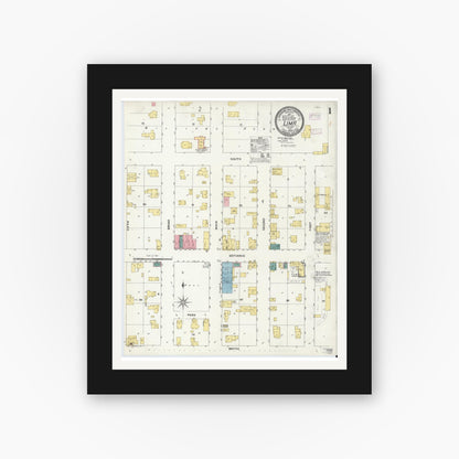 Old map wall art mockup — black gallery frame with white mat — Sanborn Fire Insurance Map from Lima, LaGrange County, Indiana (1909), Sheet #0001