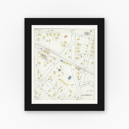 Old map wall art mockup — black gallery frame with white mat — Sanborn Fire Insurance Map from Lodi, Columbia County, Wisconsin (1919), Sheet #0003