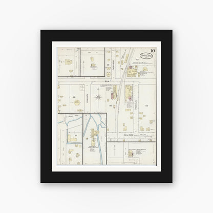 Old map wall art mockup — black gallery frame with white mat — Sanborn Fire Insurance Map from Cortland, Cortland County, New York (1887), Sheet #0010