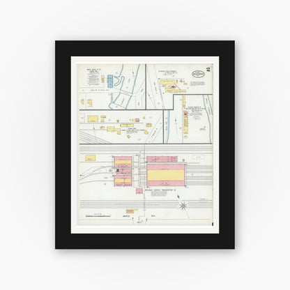Old map wall art mockup — black gallery frame with white mat — Sanborn Fire Insurance Map from Despatch, Monroe County, New York (1900), Sheet #0002