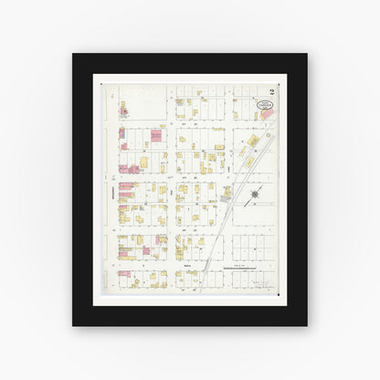 Old map wall art mockup — black gallery frame with white mat — Sanborn Fire Insurance Map from Carver, Carver County, Minnesota (1911), Sheet #0002