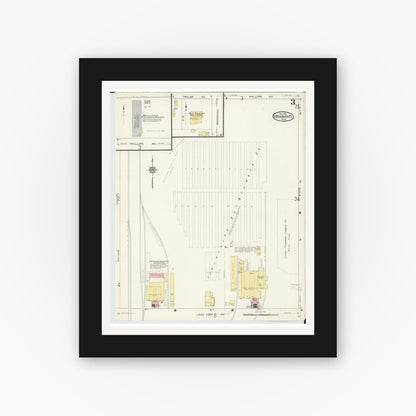 Old map wall art mockup — black gallery frame with white mat — Sanborn Fire Insurance Map from Menominee, Menominee County, Michigan (1913), Sheet #0003