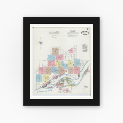 Old map wall art mockup — black gallery frame with white mat — Sanborn Fire Insurance Map from Appleton, Outagamie County, Wisconsin (1891) - Complete Map Set
