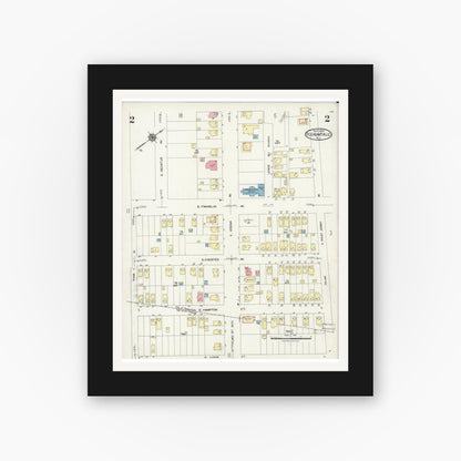 Old map wall art mockup — black gallery frame with white mat — Sanborn Fire Insurance Map from Pleasantville, Atlantic County, New Jersey (1924) - Complete Map Set