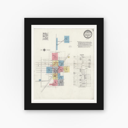 Old map wall art mockup — black gallery frame with white mat — Sanborn Fire Insurance Map from Manteca, San Joaquin County, California (1921) - Complete Map Set